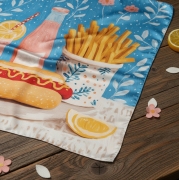 Jedwabna apaszka damska chusta na głowę niebieska cheat day fast food funny More Amore (1).jpg