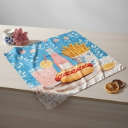 Jedwabna apaszka damska chusta na głowę niebieska cheat day fast food funny More Amore (1)online.jpg