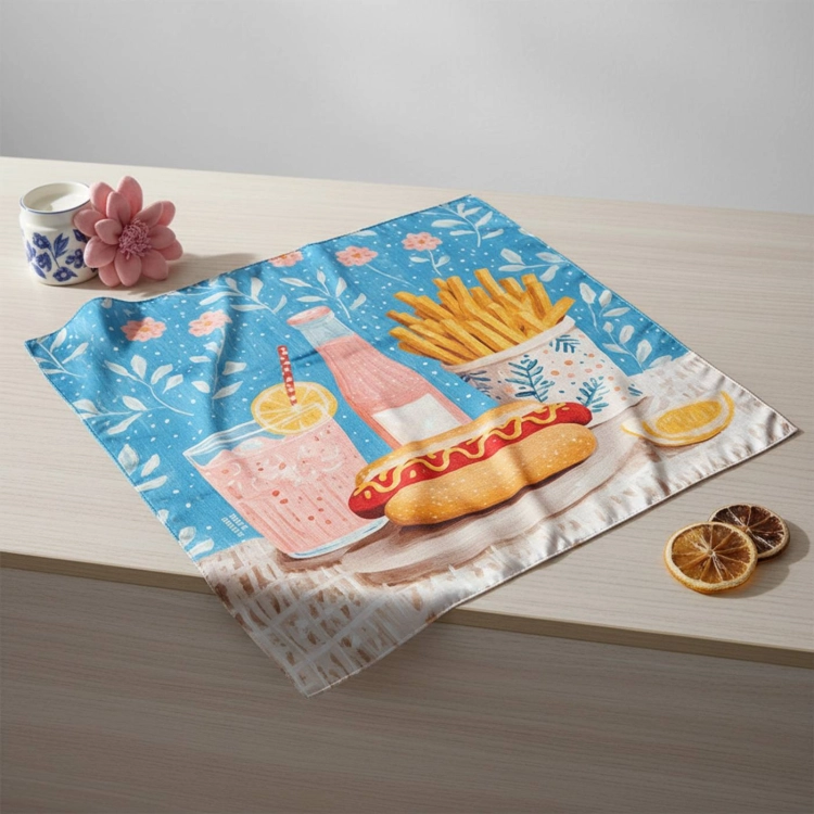 Jedwabna apaszka damska chusta na głowę niebieska cheat day fast food funny More Amore (1)online.jpg