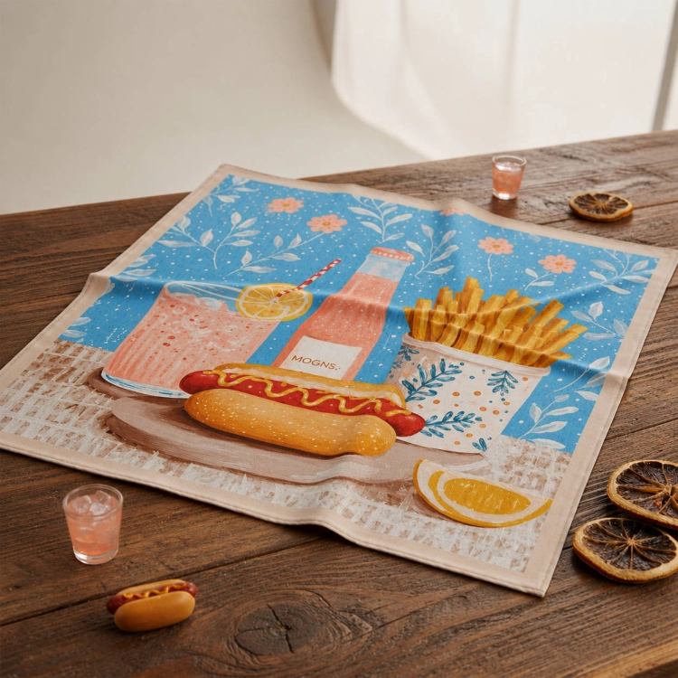 Gawroszka Jedwabna apaszka damska chusta na głowę niebieska cheat day fast food mini More Amore 1.jpg