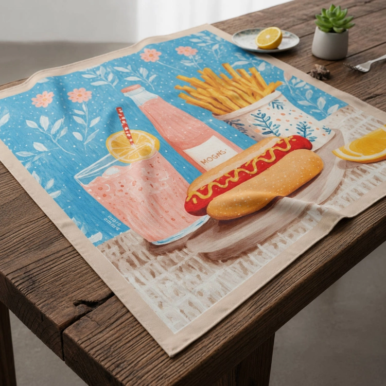 Gawroszka Jedwabna apaszka damska chusta na głowę niebieska cheat day fast food mini More Amore 3.jpg